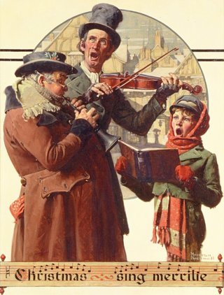 Joyful X'mas:  "X'mas Carol" painted by Norman Rockwell