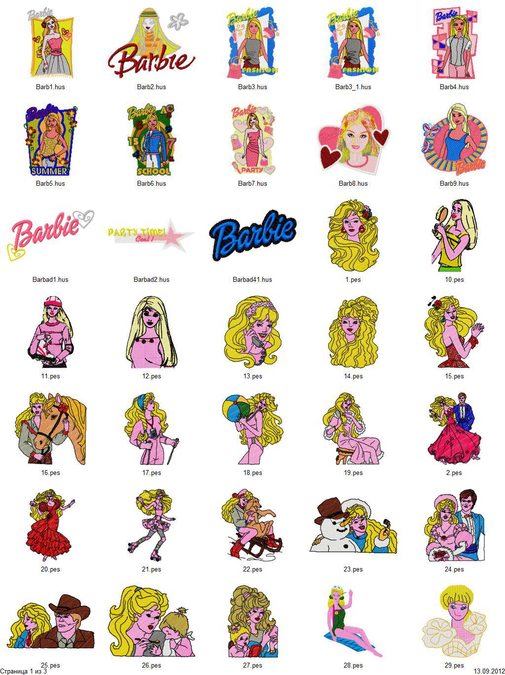 Barbie  99 designs collection  free machine tcnuh designs download