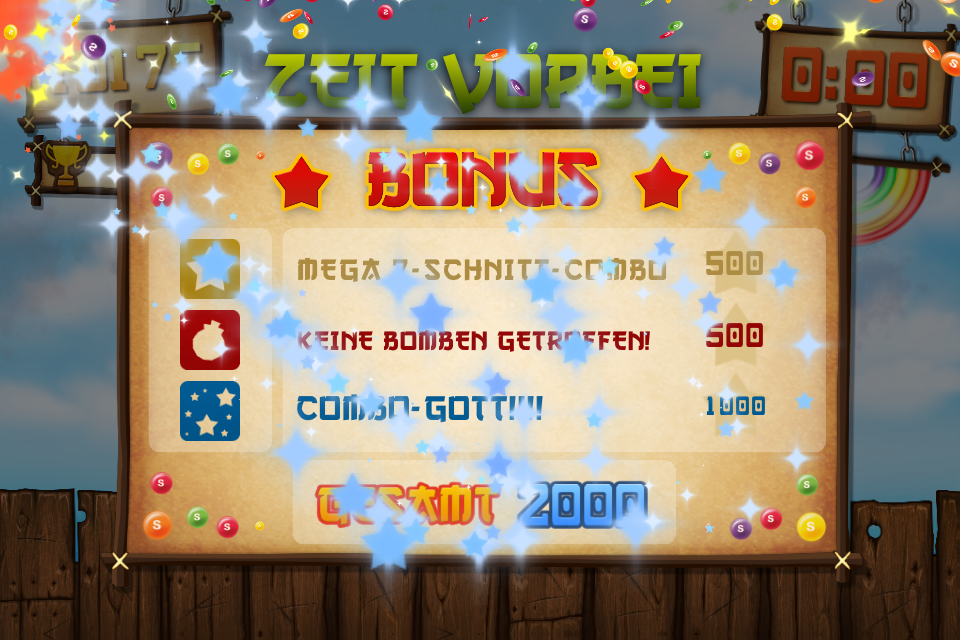 Top Gratis Games fürs iPhone Testbericht Fruit Ninja vs. Skittles