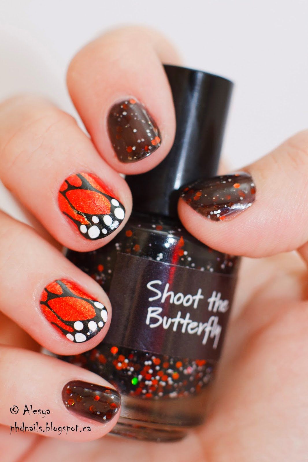 PhD nails Shoot the butterfly, Crows toes nail art "Butterfly wings"
