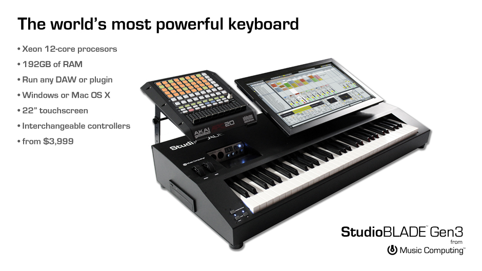 StudioBLADE Gen3 um megaPC num teclado musical Aberto até de Madrugada