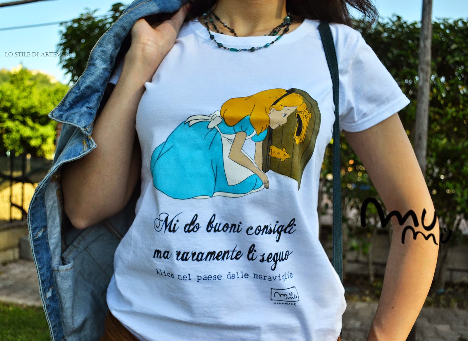 Mumu handmade t-shirt t shirt dipinta a mano alice nel paese delle meraviglie