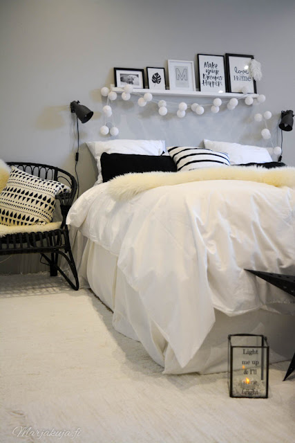 makuuhuone fullmoon kampapuuvilla lakana petivaatteet hektar tauluhylly sisustus pallovalot