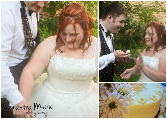 cutting the cake as husband and wife