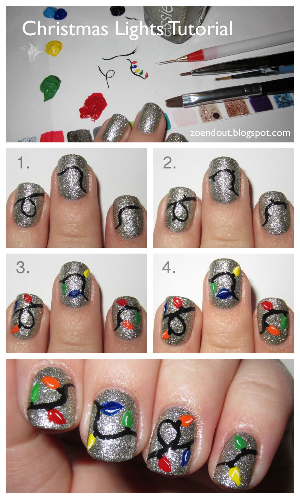 Zoendout Nails Christmas Lights Nail Tutorial!