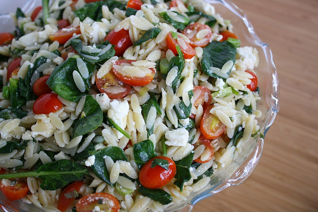 The Garden Grazer Orzo Salad with Spinach, Tomato, Feta