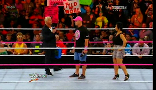 Dolph Ziggler John Cena and Vickie Guerrero in the ring at WWE raw held on 29/10/2012