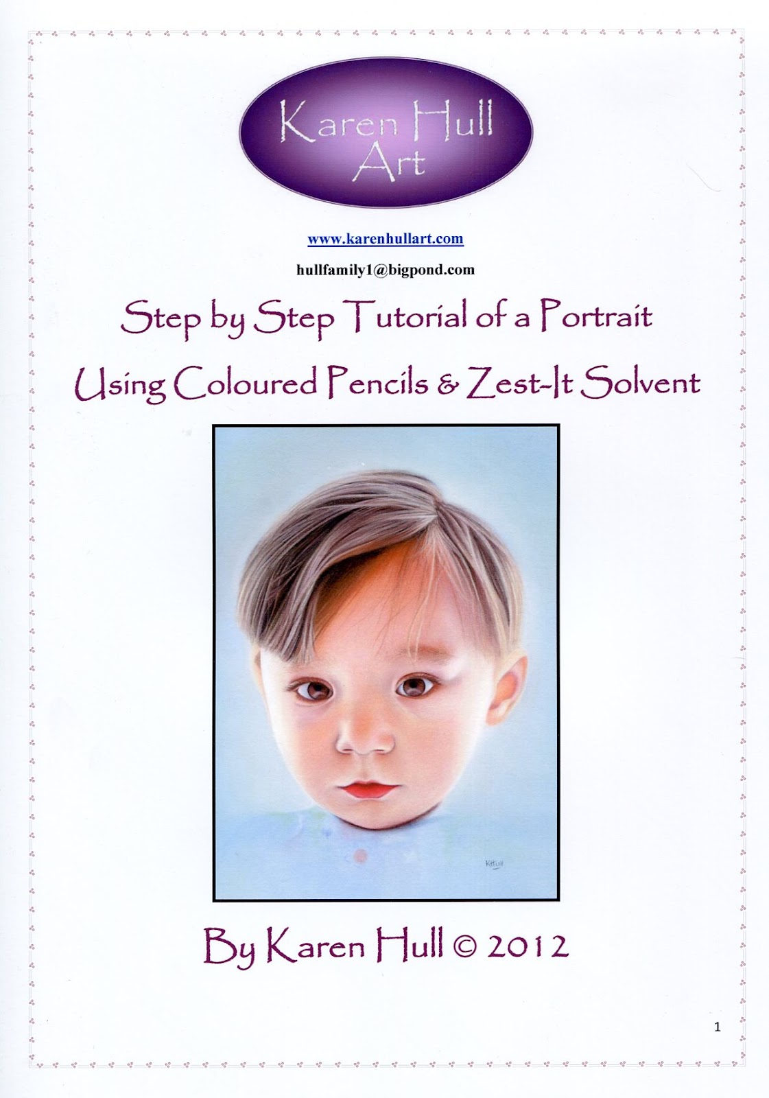 Karen Hull Art Step by Step Tutorial on doing Realistic Portraits using Coloured pencils and