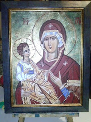 Bogorodica-umetnička slika-akril na platnu30x40cm-Jasmina Miletić Đorđević slikar ikonopisac Niš