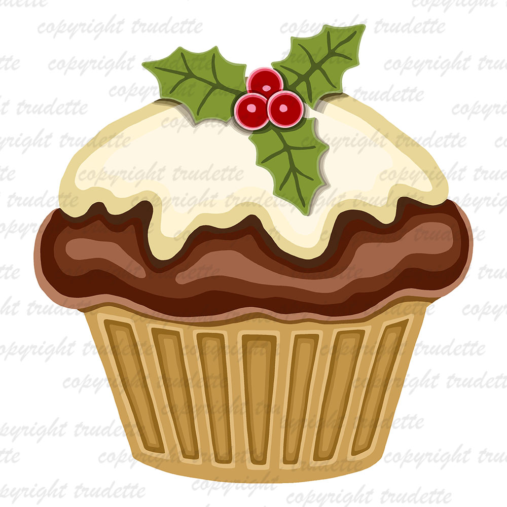 trudette: Clip art,delicious chocolate cupcake for Christm
