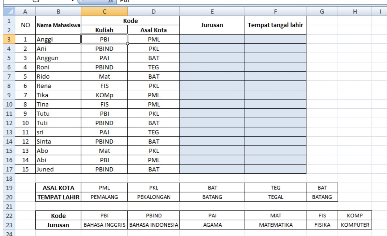 Fungsi Hlookup Dalam Microsoft Excel Belajar Microsoft Office Dan Bahasa Inggris