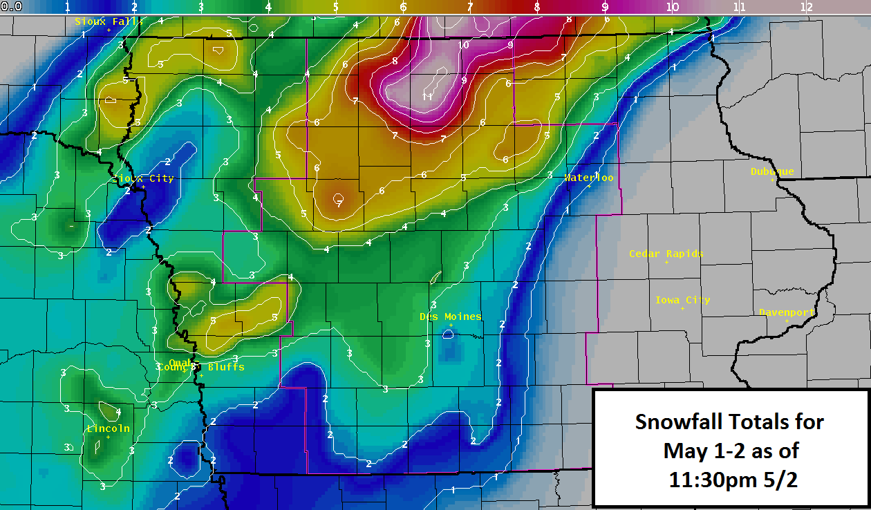 on thursday des moines iowa picked up 3 4 of snow not only was that a record for the date but it s also a record for the most snow ever in the month on thursday des moines iowa picked up 3 4 of snow not only was that a record for the date but it s also a record for the most snow ever in the month