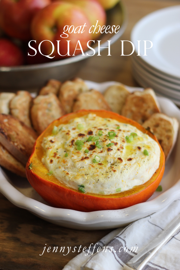 Jenny Steffens Hobick Fall Squash & Goat Cheese Dip with Garlic Toasts