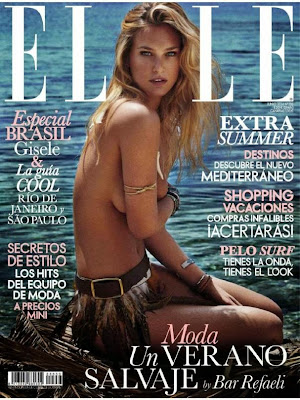 bar refaeli in sexy bikini almost naked in elle spain magazine june 2014