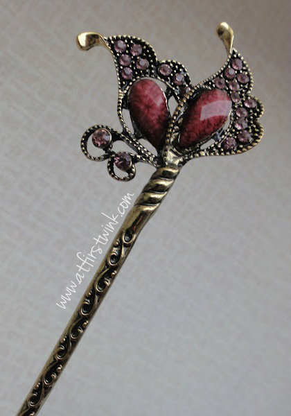 vintage looking hair pin butterfly crystals