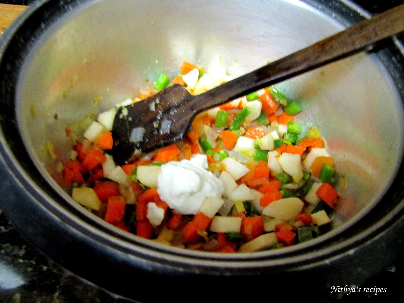 Vegetable Biryani in electric rice cooker Nithya's Nalabagam
