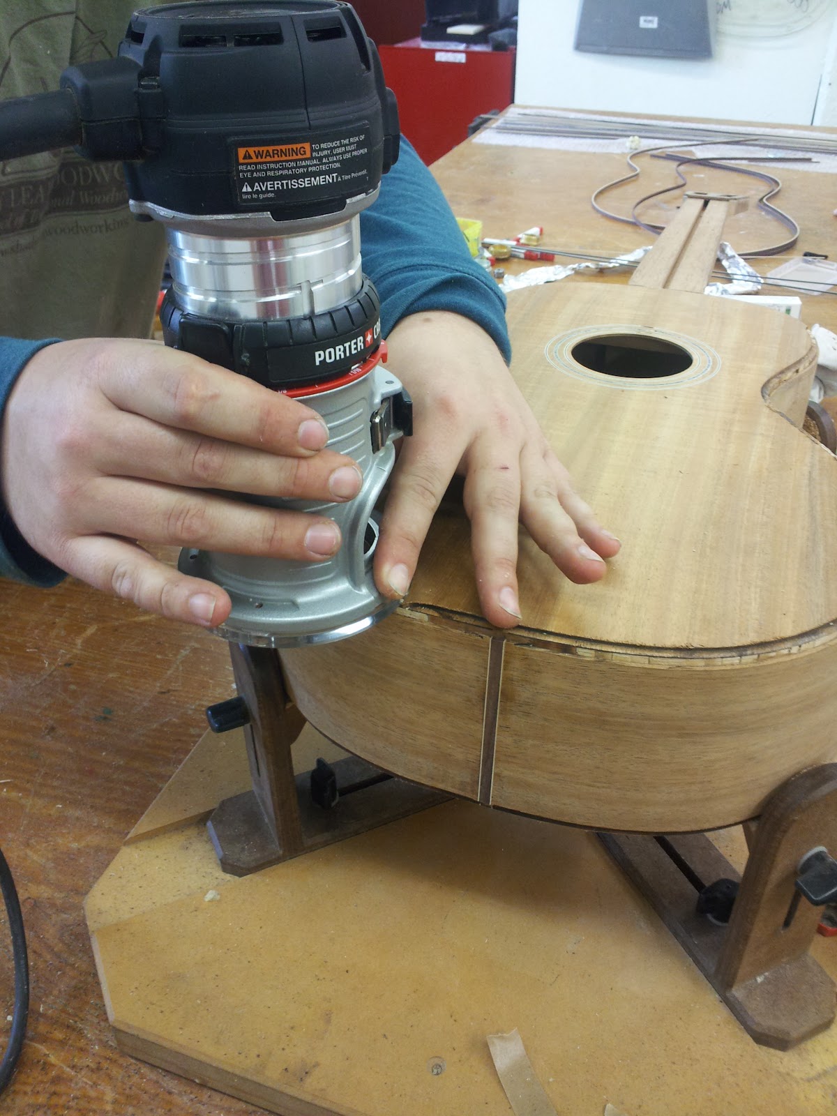 Building a Koa Parlor Guitar Binding the Guitar