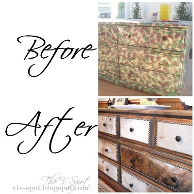 cowhide, dresser, rustic, cowboy, western, dresser re-do, studded dresser