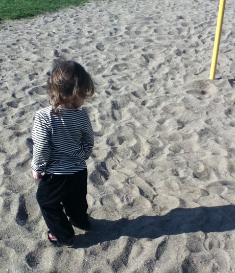 My 2 year old playing with her shadow. My daughter playing chase the shadow.