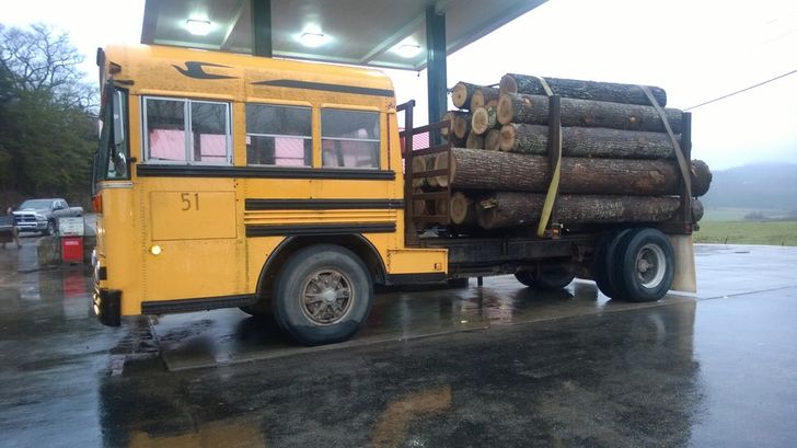 Hauling logs during summer vacation from school ~