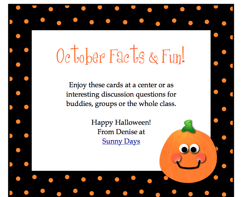 Classroom Freebies October Facts & Fun