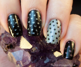 holographic polka dot nail art stamping