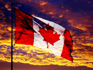 Waving Canada Flag Sunset and Clouds Landscape HD Wallpaper