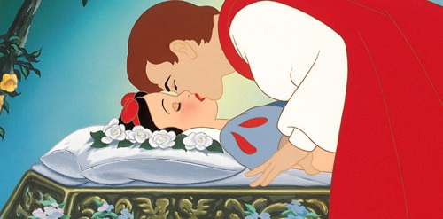 Snow white and prince kiss