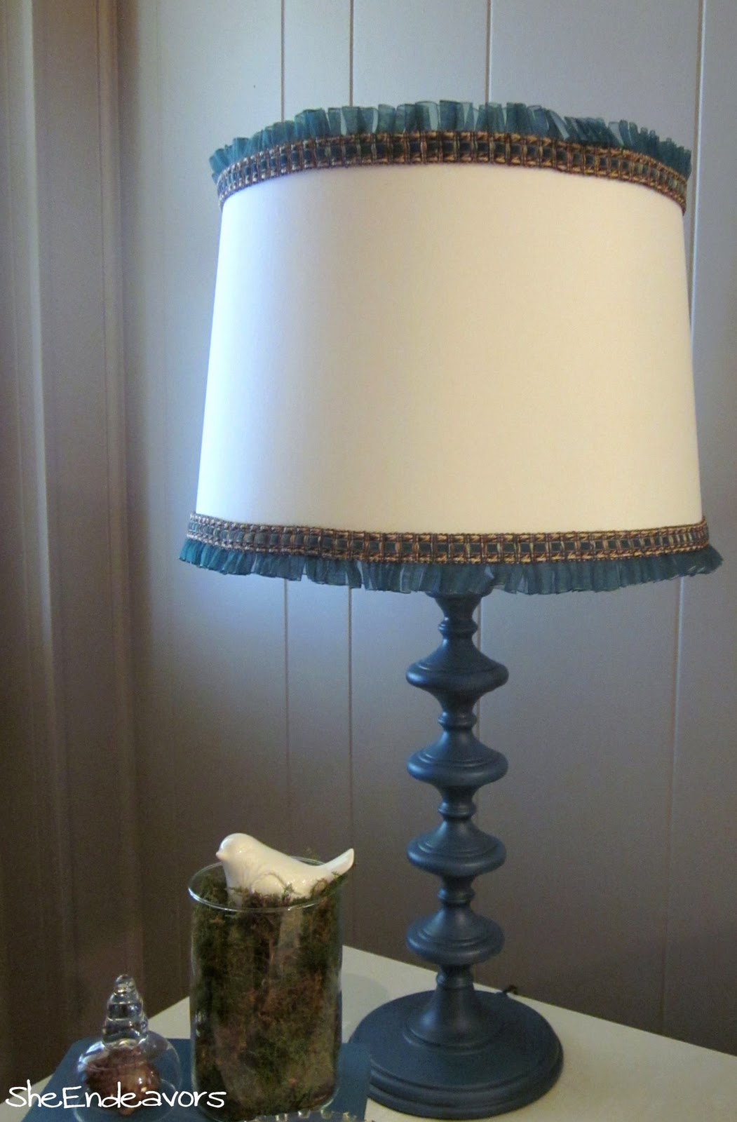 She Endeavors Peacock Blue Lamp