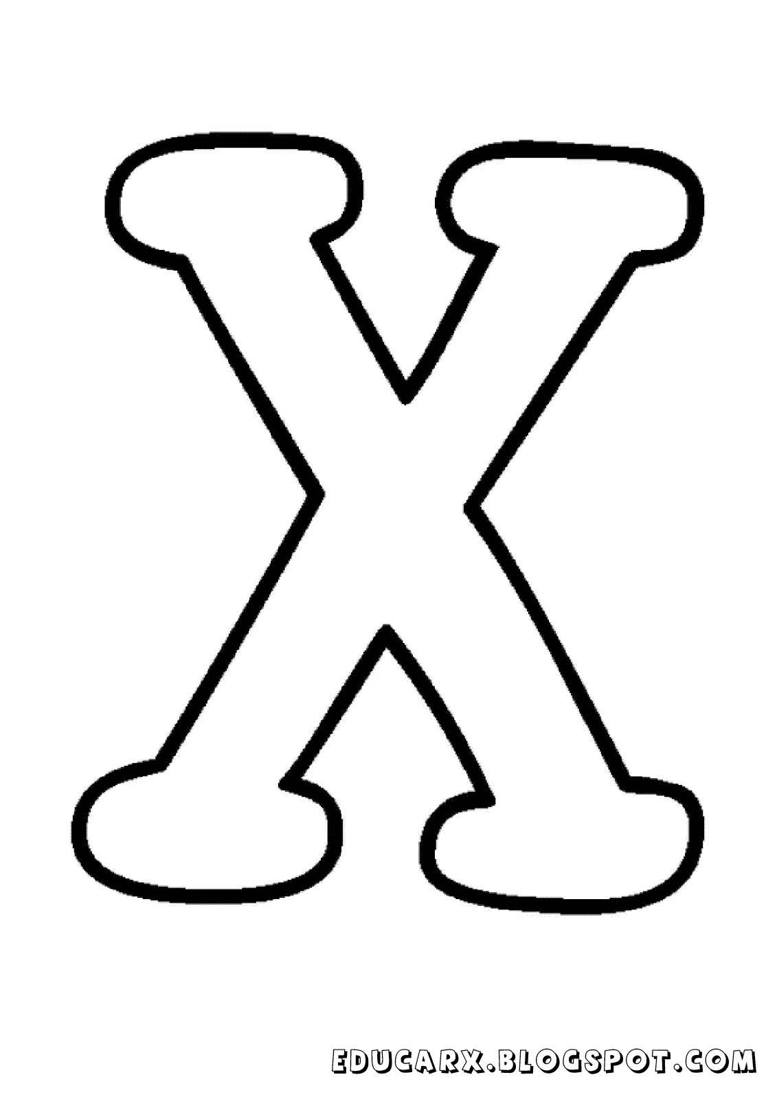 Molde da letra maiúscula X