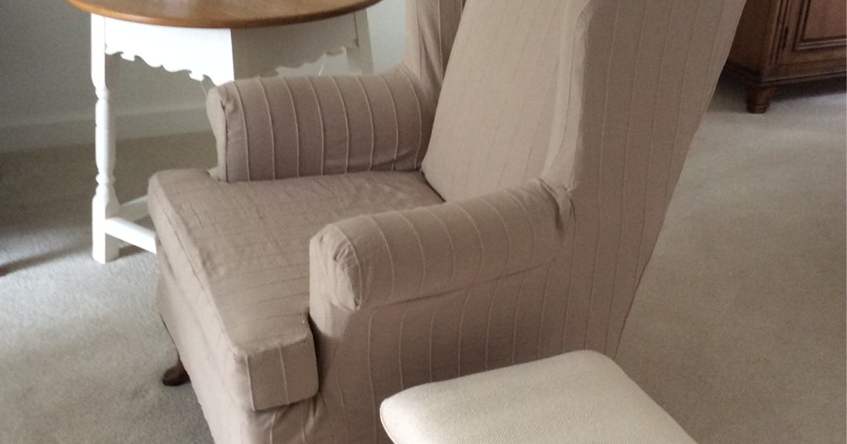 A Year of DIY WIng Chair Slipcover for under 40!