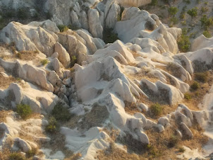 Cappadocia  limestone rock hills viewed  from the  "Hot-Air Balloon".