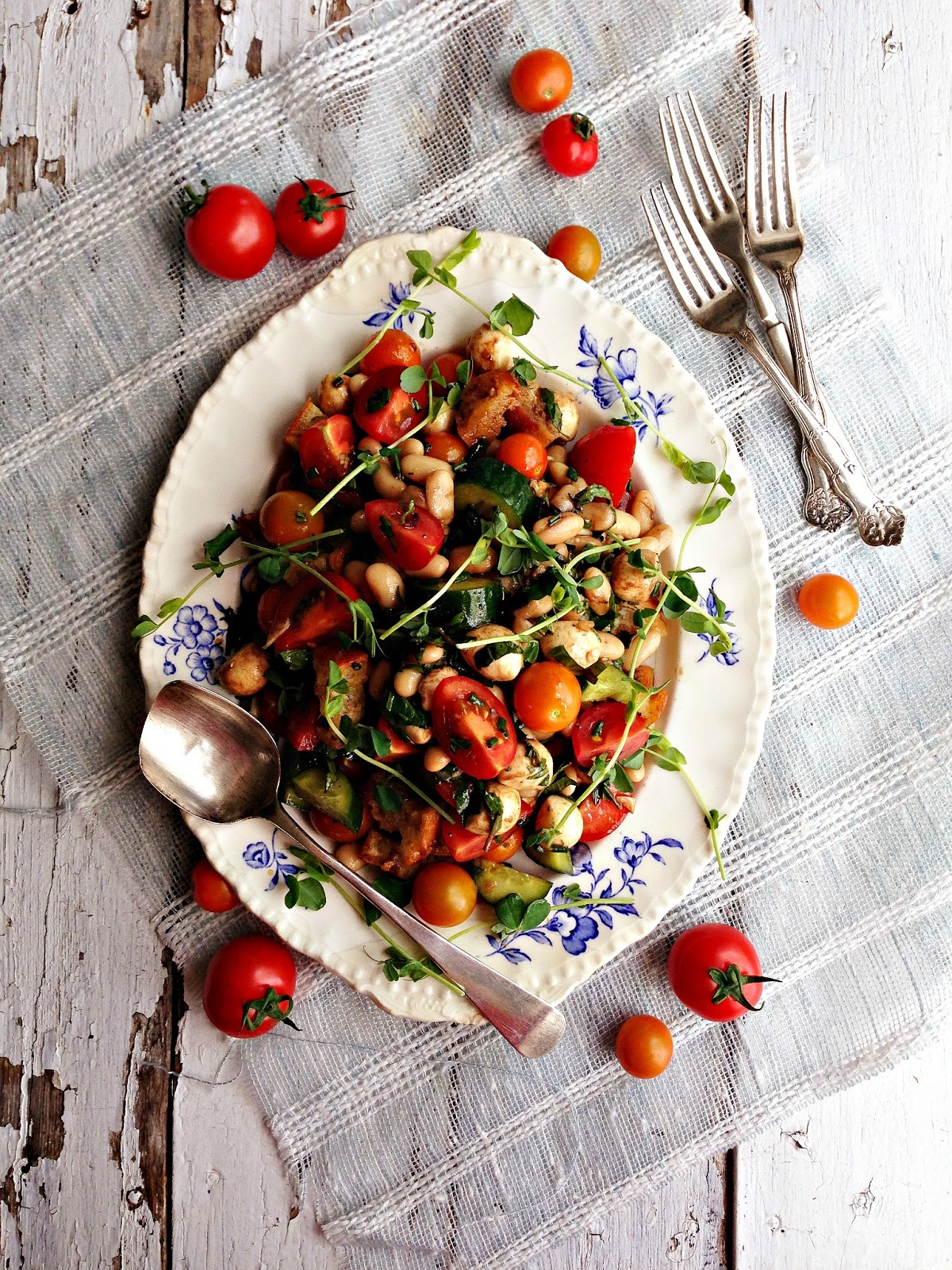Sweetsugarbean Tomato Basil Salad With White Beans Bocconcini