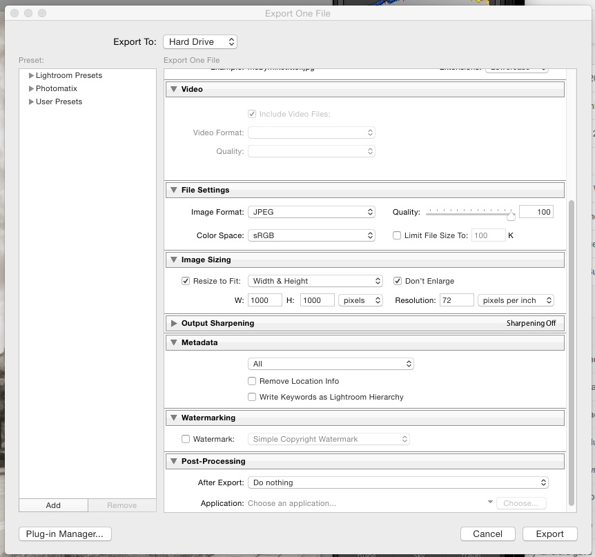 Lightroom Settings Photography on Location