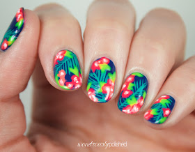 neon tropical nail art