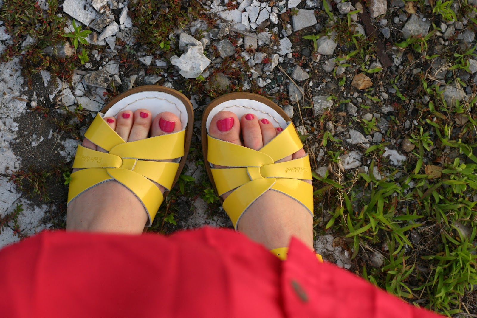 yellow saltwater sandals
