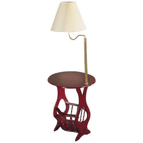 End Table with Attached Lamp and Magazine Rack