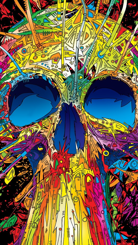 Abstract Multicolored Skull Android Wallpaper