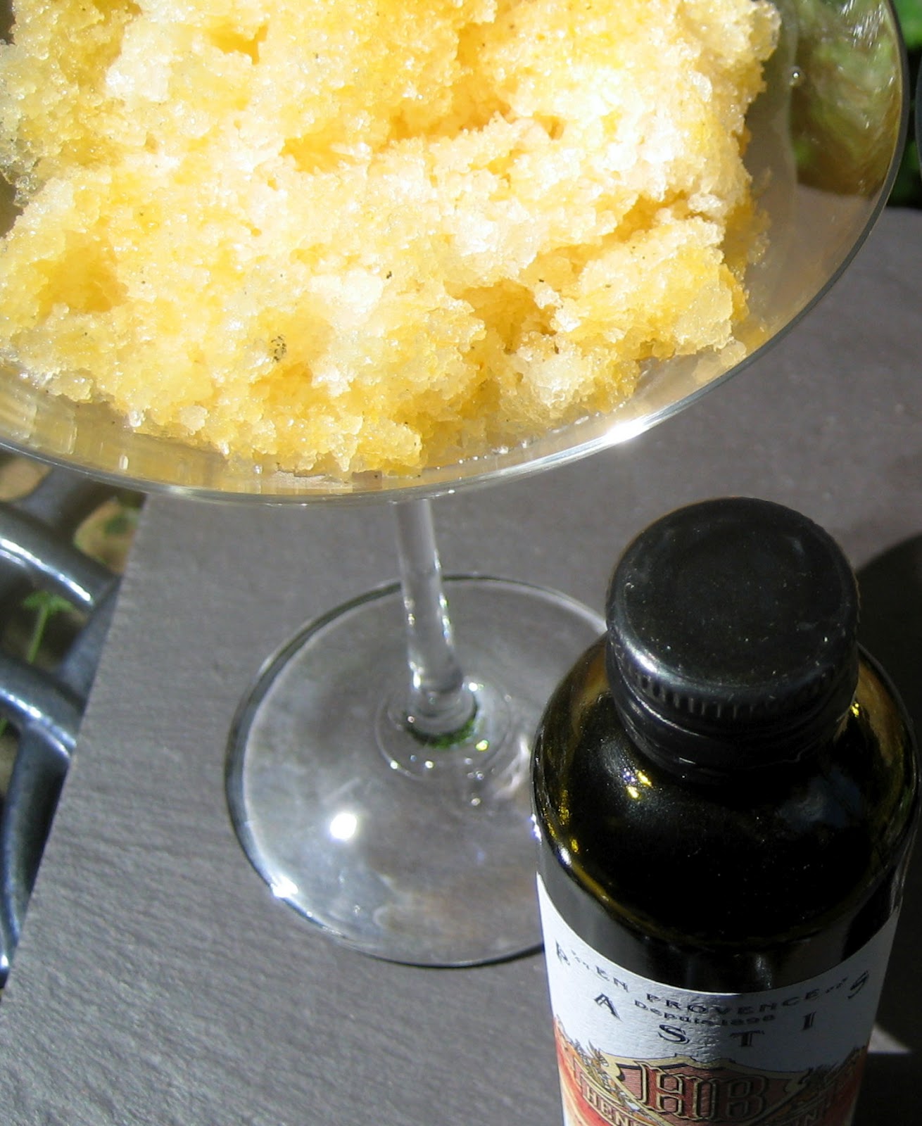 PEBBLE SOUP Clementine Granita with Pastis à l'Ancienne