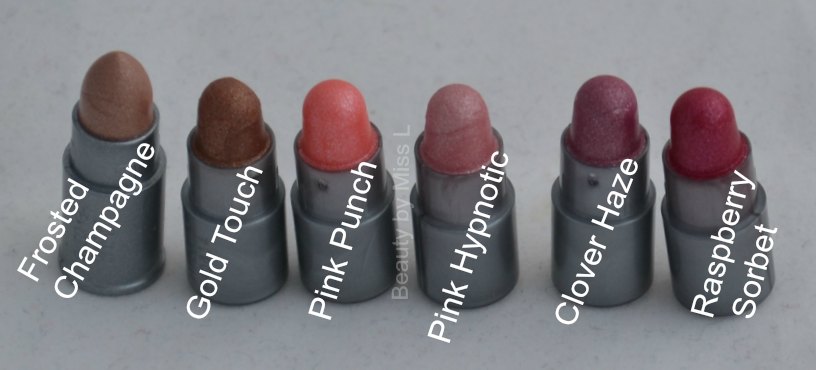 Frosted Champagne, Gold Touch, Pink Punch, Pink Hypnotic, CLover Haze, Raspberry Sorbet