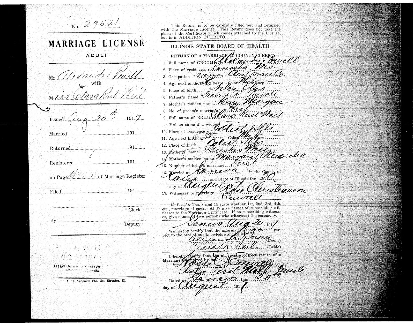 Joliet Genealogy Illinois Marriage Certificates, 18601917