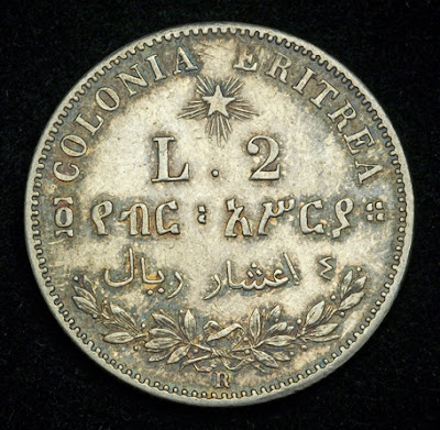 World coins Eritrea Italian Colony 2 Lire Silver Coin