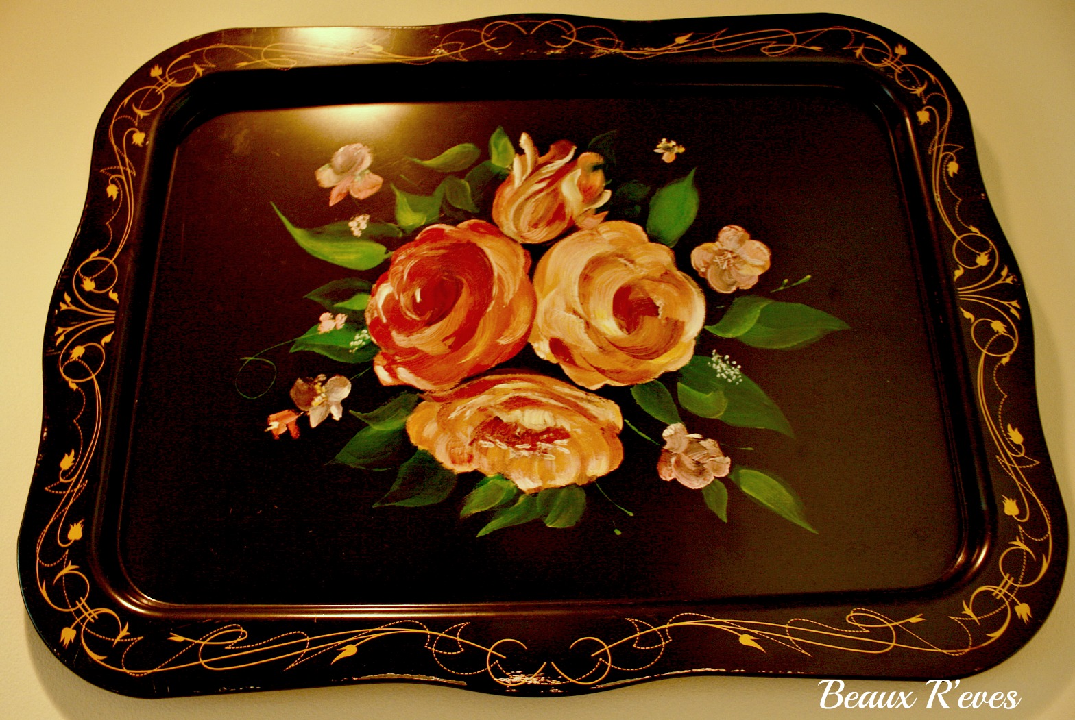 Beaux R'eves Collections Black Tole Trays