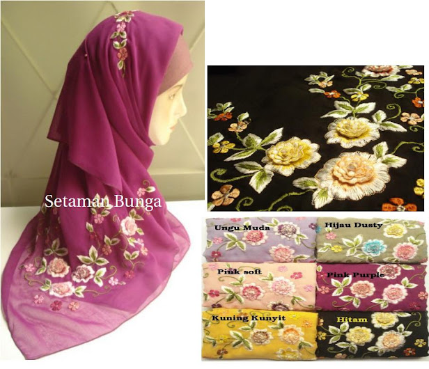 PRE-ORDER : TUDUNG SULAM SETAMAN BUNGA - RM 55 each