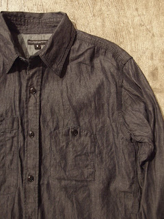 engineered garments work shirt in indigo denim shirting