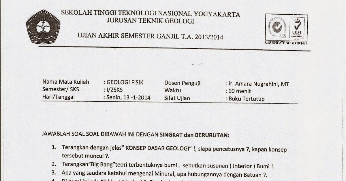 Heart Of A Geologists Uas Geologi Fisik Tg Sttnas Yogyakarta