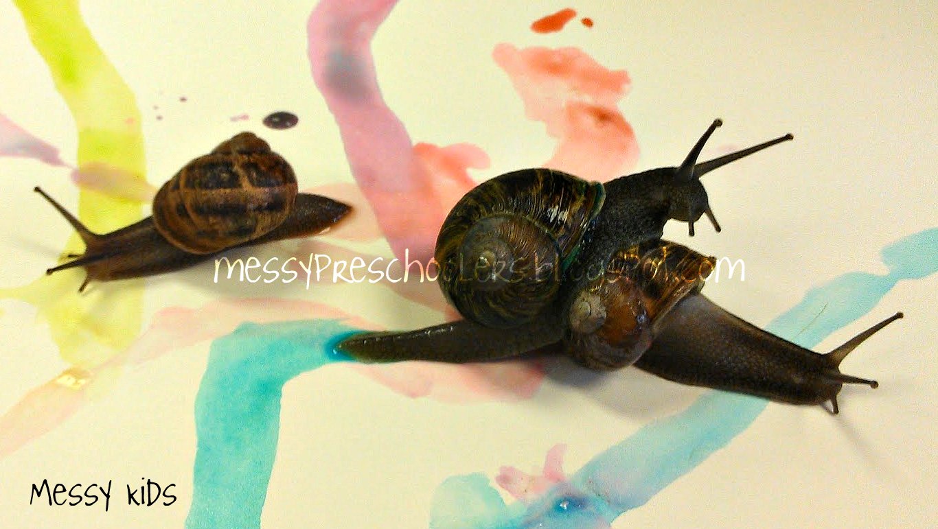 Messy Kids Snail Painting