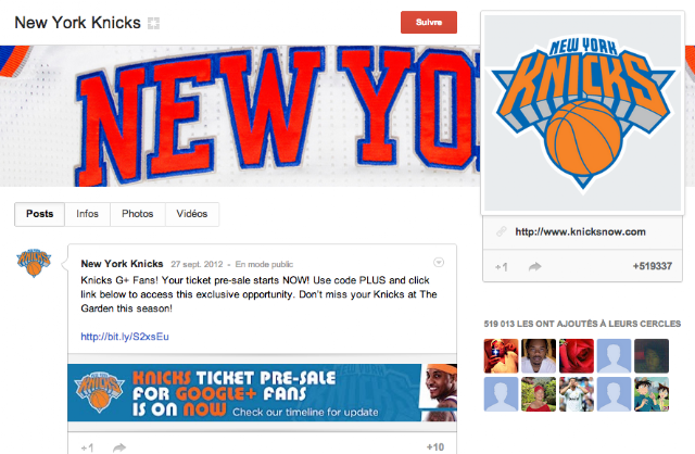Google + of New-York Knicks
