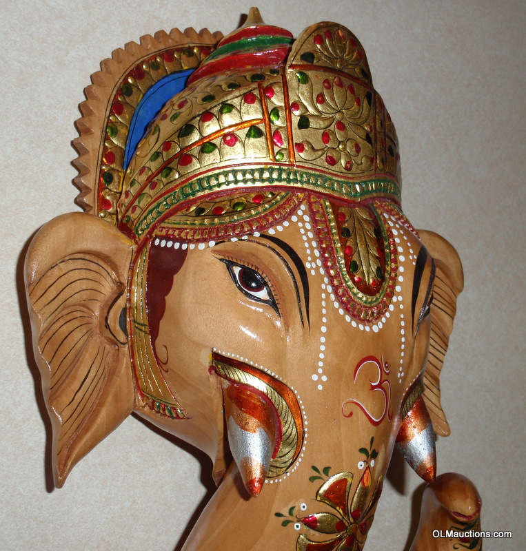 Superstores Ganesha Elephant Carved Wood Hanging Wall Art