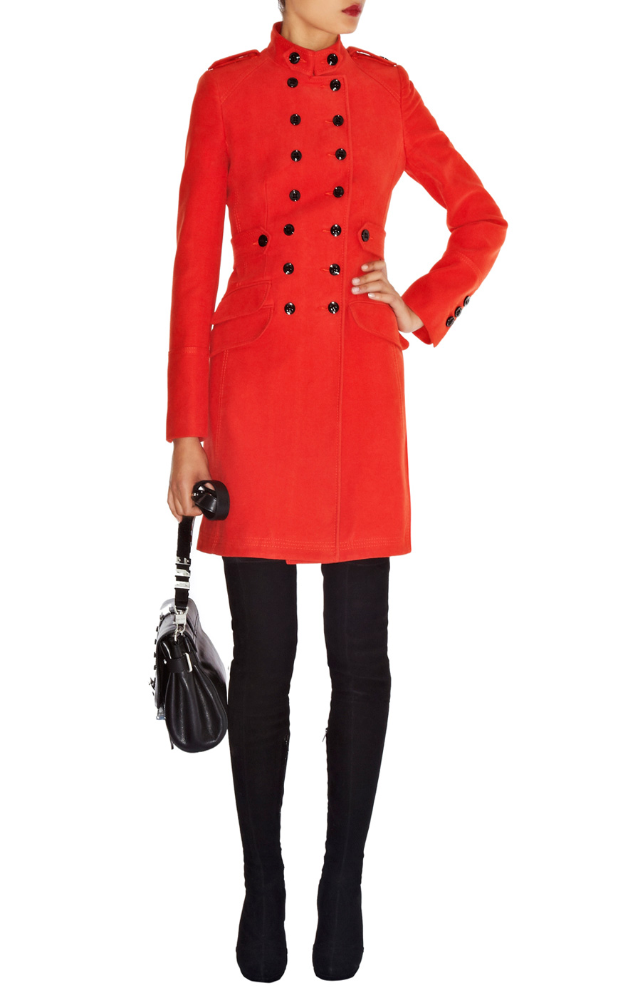 Fashion For Linda Karen Millen Modern military moleskin coat Red